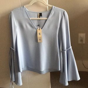 Topshop Bell-Sleeve Blouse, Size 2